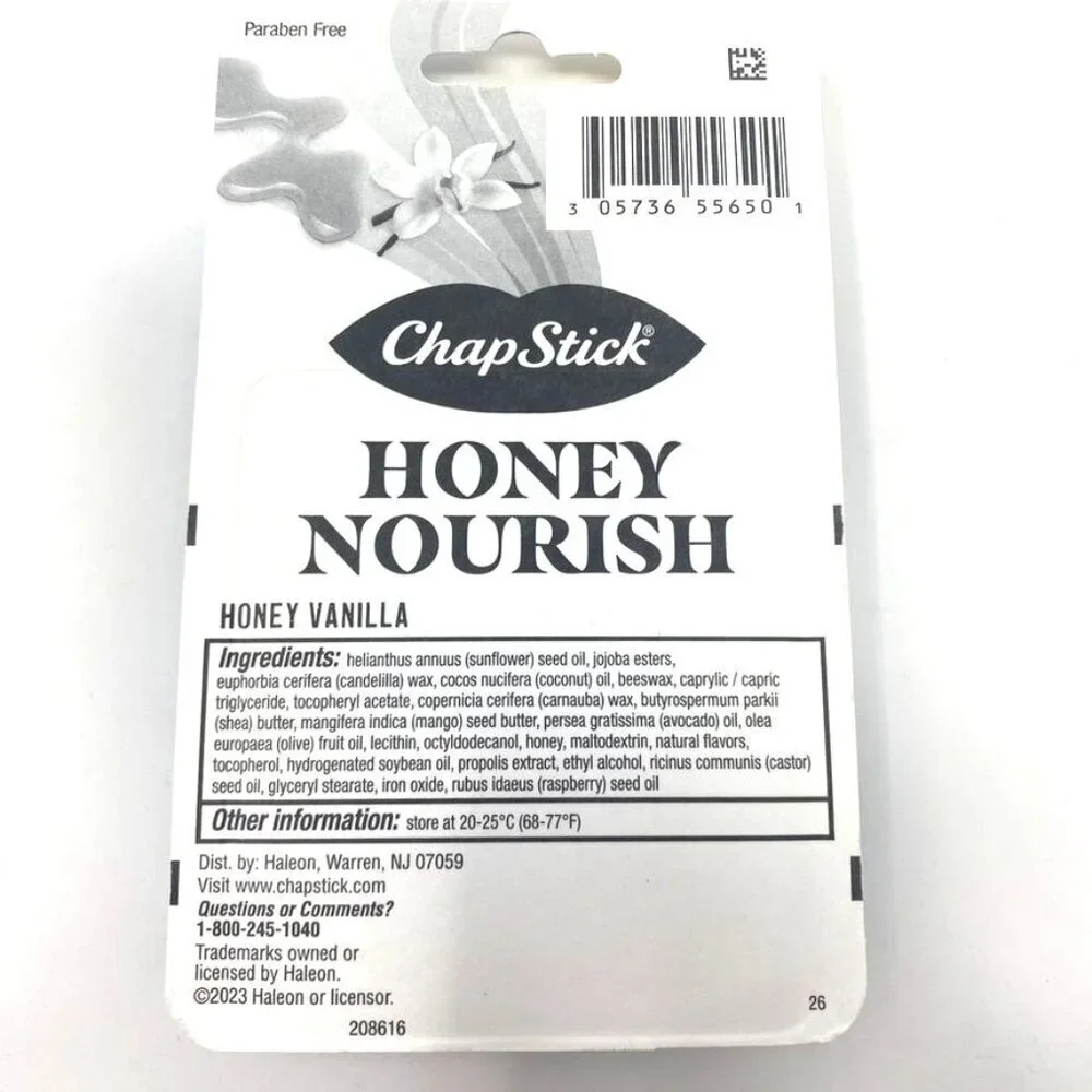 Chapstick Lip Balms Honey Nourish 3 Count Honey Vanilla Moisture Rich Vitamin E